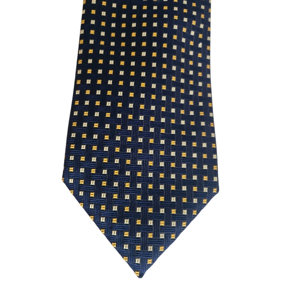 HOLLIDAY & BROWN Silk Macclesfield Navy Basket Weave Tie